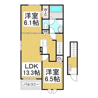 グランヴェルⅡ【201号室】の間取り