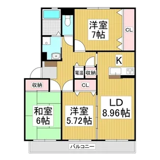 夢パレット坂北 A棟【102号室】の間取り