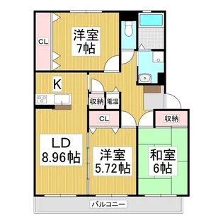 夢パレット坂北 A棟【203号室】の間取り