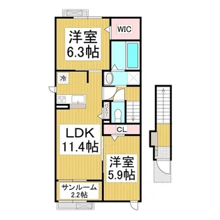 メルキュール青木島【201号室】の間取り