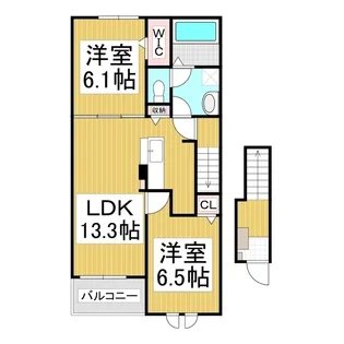 D・K カクモⅡ【202号室】の間取り