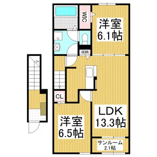 SPRING HILL駒ヶ根B【2階】の間取り