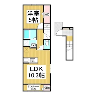 クレストールドエル D棟【201号室】の間取り