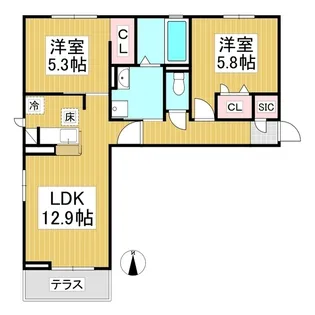 トリシア八幡【1階】の間取り