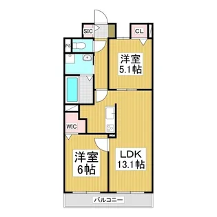 コンフォーティア南箕輪Ⅱ A棟【305号室】の間取り