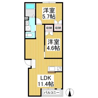D上丸子【202号室】の間取り
