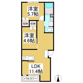 D上丸子【203号室】の間取り