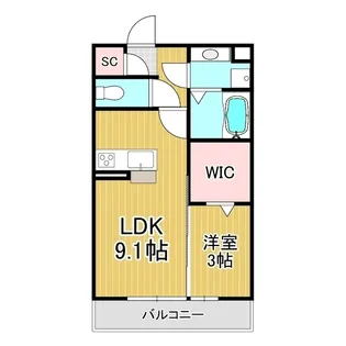 コンフォーティア宮田 A棟【102号室】の間取り