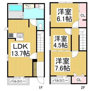 Cortile Y(コルティーレ ワイ)【106号室】の間取り