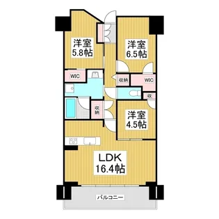 レーベン松本GRIDE【1308号室】の間取り