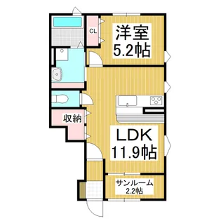 クアトロ常盤 B棟【101号室】の間取り