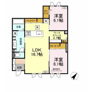 グランソラナ軽井沢【101号室】の間取り