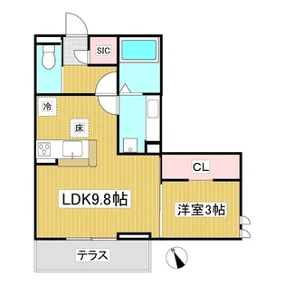 トリシア横町SOUTH【1階】の間取り