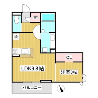 トリシア横町SOUTH【3階】の間取り