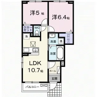 フォレストヒルズB【1階】の間取り