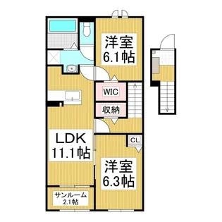 メゾンボヌール【205号室】の間取り