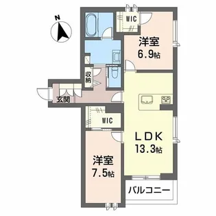 シャーメゾン ルモラ【201号室】の間取り