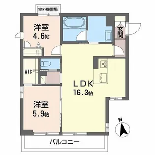 カルム ガーデン【201号室】の間取り