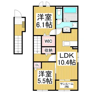 コンフォーティア信濃大町Ⅱ【201号室】の間取り