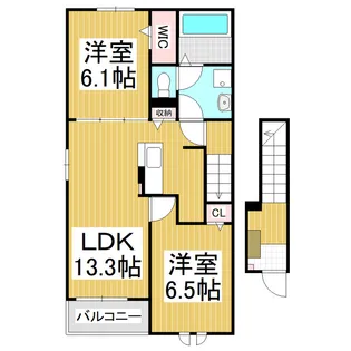 リブハピネス B【2階】の間取り