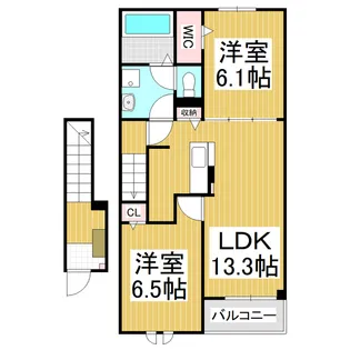 リブハピネス B【2階】の間取り