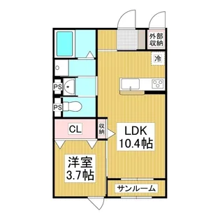 クレスト大手【102号室】の間取り