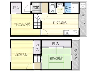 大阪府箕面市瀬川4丁目【テラスハウス】の間取り