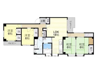 大阪府箕面市船場西3丁目【マンション】の間取り