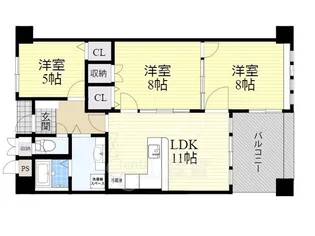 大阪府豊中市少路1丁目【マンション】の間取り