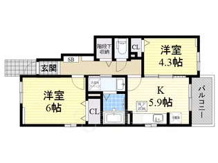 兵庫県川西市東多田2丁目【アパート】の間取り