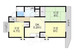 大阪府茨木市南春日丘7丁目【マンション】の間取り