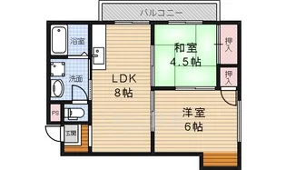 箕面ガーデニアハイツ【2階】の間取り