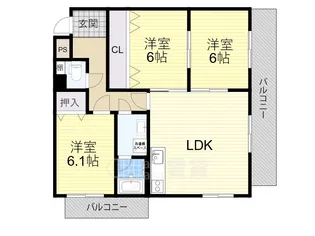ラルジュ刀根山【2階】の間取り