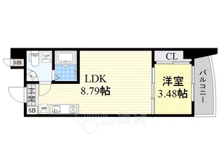 URBAN FLATS江坂【11階】の間取り
