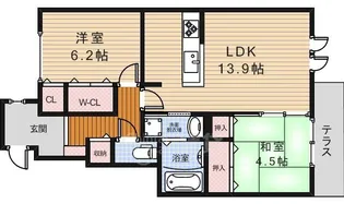 グランチュイールB棟【1階】の間取り