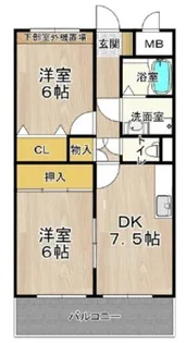 アルカディア箕輪【1階】の間取り