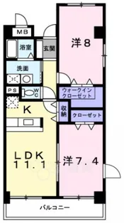 プラシード鼓が滝【3階】の間取り