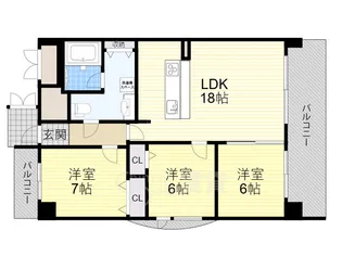 大阪府豊中市熊野町2丁目【マンション】の間取り
