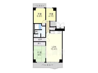 大阪府吹田市新芦屋上【マンション】の間取り