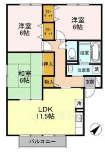 兵庫県川西市新田2丁目【アパート】の間取り