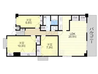 千里中央パークヒルズG棟【9階】の間取り