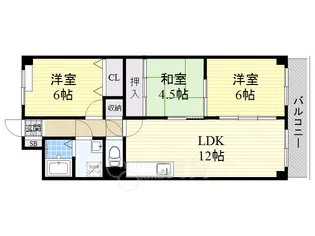 エクウス箕面【3階】の間取り