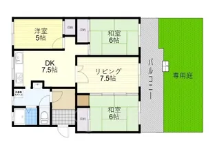 有楽箕面ハイツ2号館【1階】の間取り