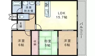 第2エクセル千里【3階】の間取り