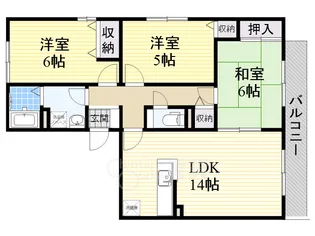 グリーンヴィラ千里 B棟【3階】の間取り