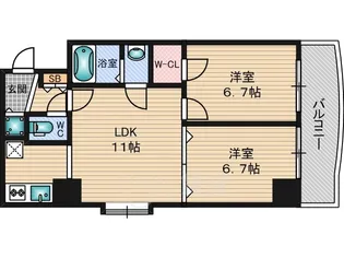 2LDKの間取り画像