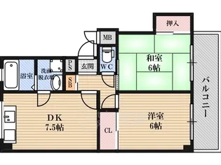 第2中尾ハイツ【2階】の間取り