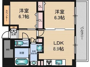 大阪府大阪市淀川区宮原1丁目【マンション】の間取り