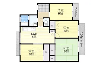 大阪府箕面市西小路3丁目【マンション】の間取り