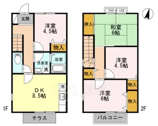 大阪府箕面市新稲5丁目【テラスハウス】の間取り